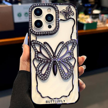 Hollow Butterfly Electroplating TPU Phone Case, For iPhone 15, For iPhone 14 Plus, For iPhone 14, For iPhone 14 Pro, For iPhone 14 Pro Max, For iPhone 13 Pro Max