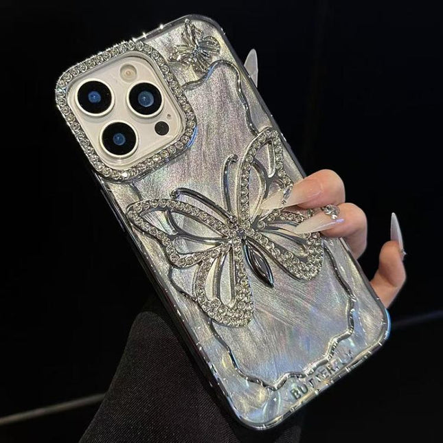 Butterfly Electroplating TPU Phone Case with Epoxy Cardboard, For iPhone 16 Pro Max, For iPhone 16 Pro, For iPhone 16 Plus, For iPhone 16, For iPhone 15 Pro Max, For iPhone 15 Pro