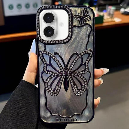 Butterfly Electroplating TPU Phone Case with Epoxy Cardboard, For iPhone 16 Pro Max, For iPhone 16 Pro, For iPhone 16 Plus, For iPhone 16, For iPhone 15 Pro Max, For iPhone 15 Pro