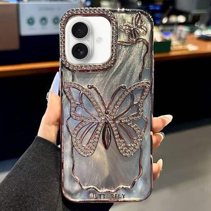 Butterfly Electroplating TPU Phone Case with Epoxy Cardboard, For iPhone 16 Pro Max, For iPhone 16 Pro, For iPhone 16 Plus, For iPhone 16, For iPhone 15 Pro Max, For iPhone 15 Pro