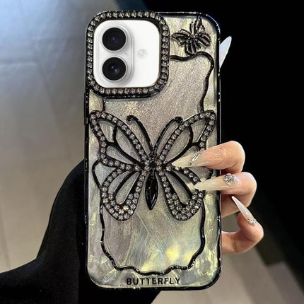 Butterfly Electroplating TPU Phone Case with Epoxy Cardboard, For iPhone 16 Pro Max, For iPhone 16 Pro, For iPhone 16 Plus, For iPhone 16, For iPhone 15 Pro Max, For iPhone 15 Pro
