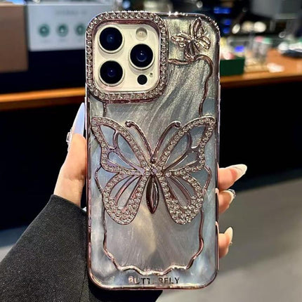 Butterfly Electroplating TPU Phone Case with Epoxy Cardboard, For iPhone 16 Pro Max, For iPhone 16 Pro, For iPhone 16 Plus, For iPhone 16, For iPhone 15 Pro Max, For iPhone 15 Pro