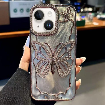 Butterfly Electroplating TPU Phone Case with Epoxy Cardboard, For iPhone 15 Plus, For iPhone 15, For iPhone 14 Plus, For iPhone 14, For iPhone 14 Pro, For iPhone 14 Pro Max
