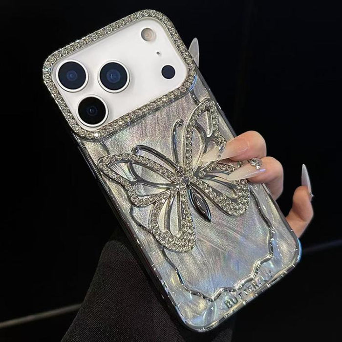 Butterfly Electroplating TPU Phone Case with Epoxy Cardboard, For iPhone 18 Pro, For iPhone 18 Pro Max, For iPhone 17 Pro Max, For iPhone 17 Pro, For iPhone 17, For iPhone 16 Pro Max