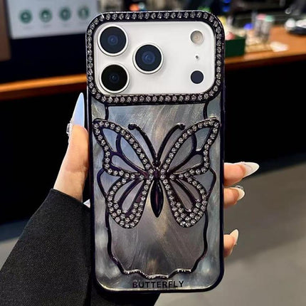 Butterfly Electroplating TPU Phone Case with Epoxy Cardboard, For iPhone 18 Pro, For iPhone 18 Pro Max, For iPhone 17 Pro Max, For iPhone 17 Pro, For iPhone 17, For iPhone 16 Pro Max