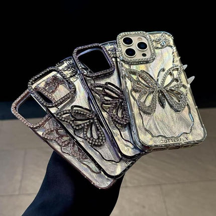 Butterfly Electroplating TPU Phone Case with Epoxy Cardboard, For iPhone 18 Pro, For iPhone 18 Pro Max, For iPhone 17 Pro Max, For iPhone 17 Pro, For iPhone 17, For iPhone 16 Pro Max