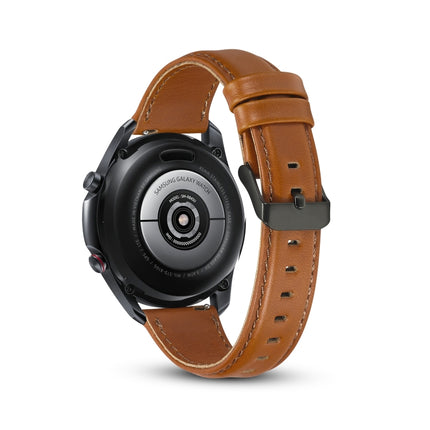 Flat Texture Leather Replacement Strap, For Samsung Galaxy Watch 3 41mm, For Samsung Galaxy Watch 3 45mm