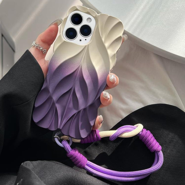 Thickened 3D Leaf Pattern Two-Color Oil-Sprayed TPU Phone Case with Strap, For iPhone 14 Pro Max, For iPhone 13 Pro Max, For iPhone 13 Pro, For iPhone 13