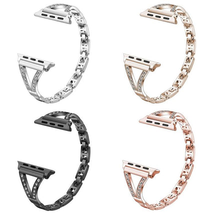 xDfind Herringbone Diamond Stainless Steel Watch Band, For Apple Watch 42 / 44 / 45 / 46 / 49mm, For Apple Watch 38 / 40 / 41 / S10 42mm