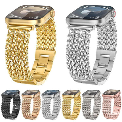 xDfind Herringbone Braided Stainless Steel Watch Band, For Apple Watch 42 / 44 / 45 / 46 / 49mm, For Apple Watch 38 / 40 / 41 / S10 42mm