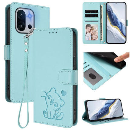 Embossed Heart Cat Leather Phone Case with Hand Strap, For OnePlus 13T 5G, For OnePlus 13R / Ace 5 Pro / Ace 5