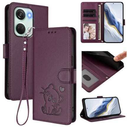 Embossed Heart Cat Leather Phone Case with Hand Strap, For OnePlus Nord CE3 Lite 5G / N30, For OnePlus Nord 3 / Ace 2V