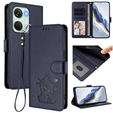 Embossed Heart Cat Leather Phone Case with Hand Strap, For OnePlus Nord CE3 Lite 5G / N30, For OnePlus Nord 3 / Ace 2V