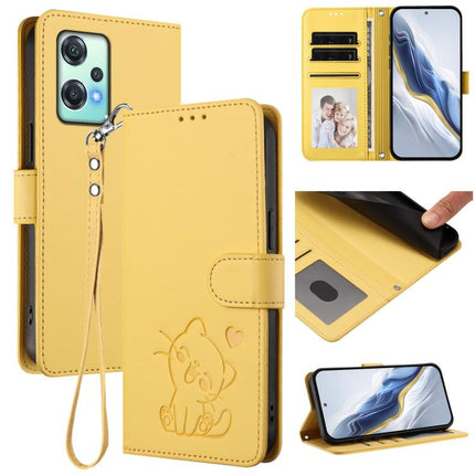 Embossed Heart Cat Leather Phone Case with Hand Strap, For OnePlus Nord CE4 Lite 5G, For OnePlus Nord CE 2 Lite 5G