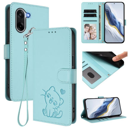 Embossed Heart Cat Leather Phone Case with Hand Strap, For OnePlus Nord 5 5G / Ace 5 Ultra, For OnePlus Nord CE5 / Ace 5 Racing