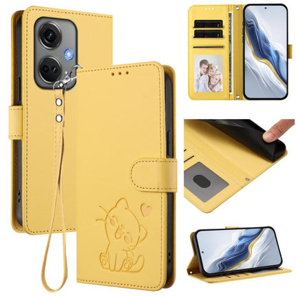 Embossed Heart Cat Leather Phone Case with Hand Strap, For OnePlus Ace 2 Pro 5G, For OnePlus Nord CE3 5G India