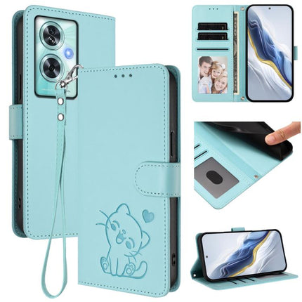 Embossed Heart Cat Leather Phone Case with Hand Strap, For OnePlus Nord CE4 5G, For OnePlus Nord N30 SE 5G