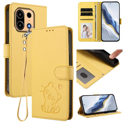 Embossed Heart Cat Leather Phone Case with Hand Strap, For OnePlus Turbo 6X Pro 5G, For OnePlus Turbo 6 / 6V 5G