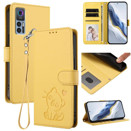 Embossed Heart Cat Leather Phone Case with Hand Strap, For TCL 20R / Bremen 5G / 20AX 5G, For TCL 30 4G / 5G / 30+