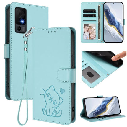 Embossed Heart Cat Leather Phone Case with Hand Strap, For TCL 30Z / T602DL / 30 LE / T602DL, For TCL 40 XL / Lively Jitterbug Smart4