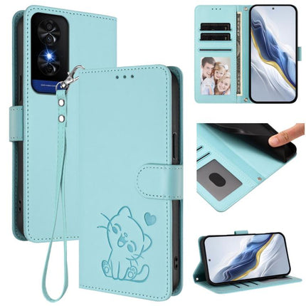 Embossed Heart Cat Leather Phone Case with Hand Strap, For TCL 50 5G / 50 XE NxtPaper 5G, For TCL 50 XL 5G / 50 XL Nxtpaper 5G