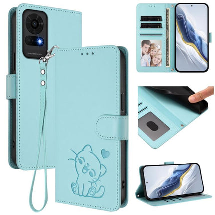 Embossed Heart Cat Leather Phone Case with Hand Strap, For TCL 50 LE 5G T510SPP / K23 / K24, For TCL 50 Pro NxtPaper / 50 NxtPaper 5G