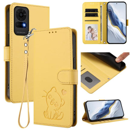 Embossed Heart Cat Leather Phone Case with Hand Strap, For TCL 50 LE 5G T510SPP / K23 / K24, For TCL 50 Pro NxtPaper / 50 NxtPaper 5G
