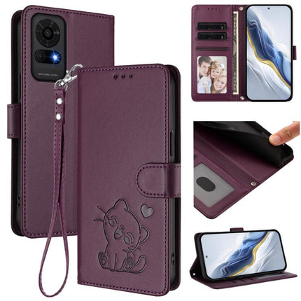 Embossed Heart Cat Leather Phone Case with Hand Strap, For TCL 50 LE 5G T510SPP / K23 / K24, For TCL 50 Pro NxtPaper / 50 NxtPaper 5G