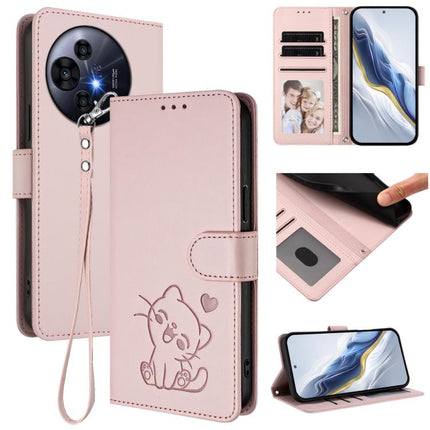Embossed Heart Cat Leather Phone Case with Hand Strap, For TCL 50 LE 5G T510SPP / K23 / K24, For TCL 50 Pro NxtPaper / 50 NxtPaper 5G