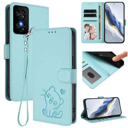 Embossed Heart Cat Leather Phone Case with Hand Strap, For TCL 50 SE / 40 NxtPaper 4G, For TCL 501 / Vodafone Smart M25