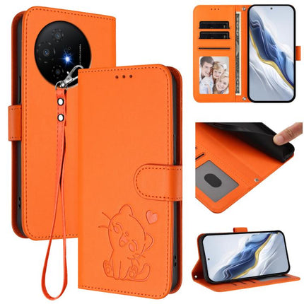 Embossed Heart Cat Leather Phone Case with Hand Strap, For TCL 50 5G / 50 XE NxtPaper 5G, For TCL 50 XL 5G / 50 XL Nxtpaper 5G