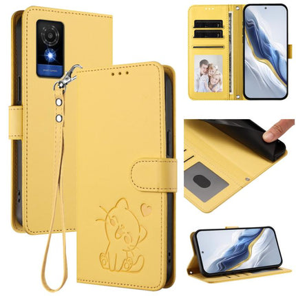 Embossed Heart Cat Leather Phone Case with Hand Strap, For TCL 50 SE / 40 NxtPaper 4G, For TCL 501 / Vodafone Smart M25