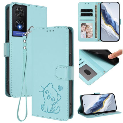 Embossed Heart Cat Leather Phone Case with Hand Strap, For TCL 505 / T509K / T5094, For TCL 502