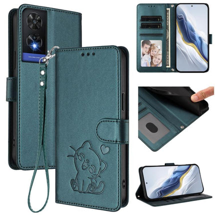 Embossed Heart Cat Leather Phone Case with Hand Strap, For TCL 505 / T509K / T5094, For TCL 502