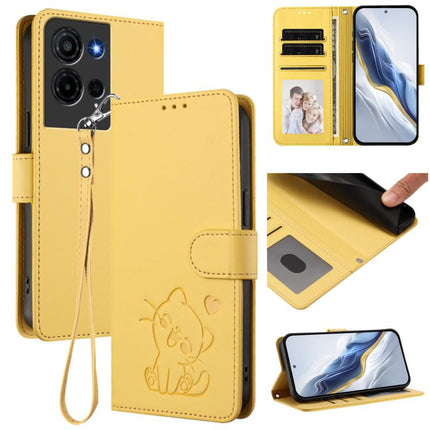 Embossed Heart Cat Leather Phone Case with Hand Strap, For TCL K32 5G / K33 5G, For TCL 60 SE NxtPaper 5G