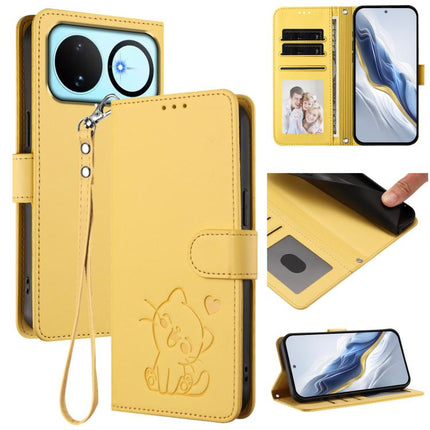 Embossed Heart Cat Leather Phone Case with Hand Strap, For Huawei nova 15 / nova 16z, For Huawei nova 16