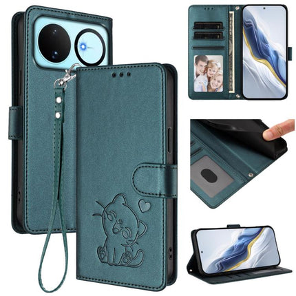 Embossed Heart Cat Leather Phone Case with Hand Strap, For Huawei nova 15 / nova 16z, For Huawei nova 16