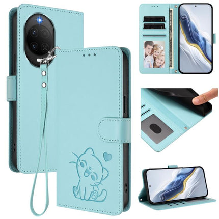 Embossed Heart Cat Leather Phone Case with Hand Strap, For Huawei nova 15 / nova 16z, For Huawei nova 16