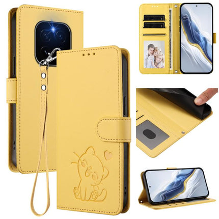 Embossed Heart Cat Leather Phone Case with Hand Strap, For Honor X70i, For Honor GT Pro