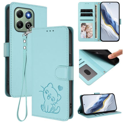 Embossed Heart Cat Leather Phone Case with Hand Strap, For Honor X6a / Honor X6b 4G, For Honor 200