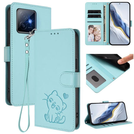 Embossed Heart Cat Leather Phone Case with Hand Strap, For Honor X60 GT, For Honor 400 Pro Global 160.8mm