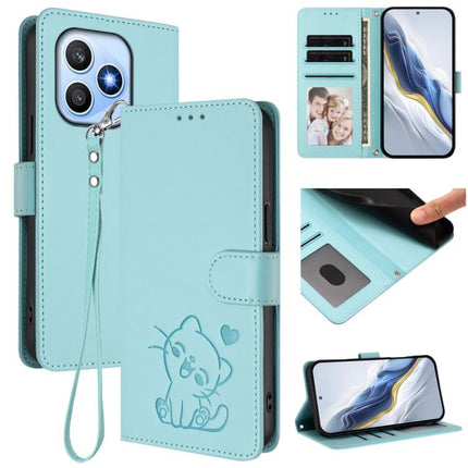 Embossed Heart Cat Leather Phone Case with Hand Strap, For Honor X8d 4G, For Honor Magic8 Pro