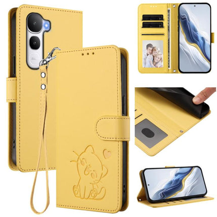 Embossed Heart Cat Leather Phone Case with Hand Strap, For vivo Y400 5G, For vivo iQOO Neo 10+ 5G