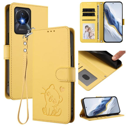 Embossed Heart Cat Leather Phone Case with Hand Strap, For vivo Y02 / Y02A / Y02t / Y11 2023, For vivo Y78 / Y78+ / V29 Lite