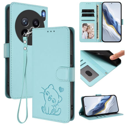 Embossed Heart Cat Leather Phone Case with Hand Strap, For vivo X200s, For vivo iQOO Z10 / Y300 Pro+ / T4