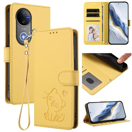Embossed Heart Cat Leather Phone Case with Hand Strap, For vivo iQOO Z10x / Y29 4G / T4x / Y300t, For vivo V50 / vivo V50e