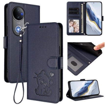 Embossed Heart Cat Leather Phone Case with Hand Strap, For vivo iQOO Z10x / Y29 4G / T4x / Y300t, For vivo V50 / vivo V50e