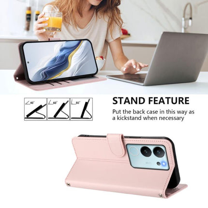 Embossed Heart Cat Leather Phone Case with Hand Strap, For vivo V29e / V30 Lite 5G / Y200 5G Global, For vivo X100