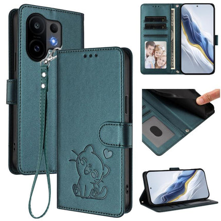 Embossed Heart Cat Leather Phone Case with Hand Strap, For vivo X200 FE / vivo S30 Pro mini, For vivo S30