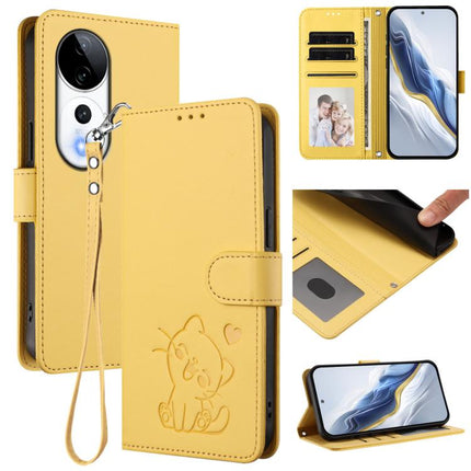 Embossed Heart Cat Leather Phone Case with Hand Strap, For vivo S19 Pro / V40 / V40 Pro / T3 Ultra, For vivo iQOO Z9 Lite / Y18 / Y28s / Y37m 5G